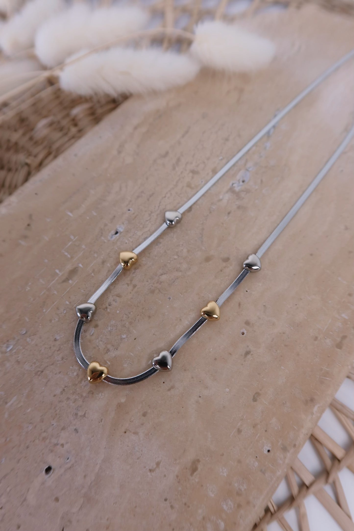Collana Snake Piatta Micro e Cuori
