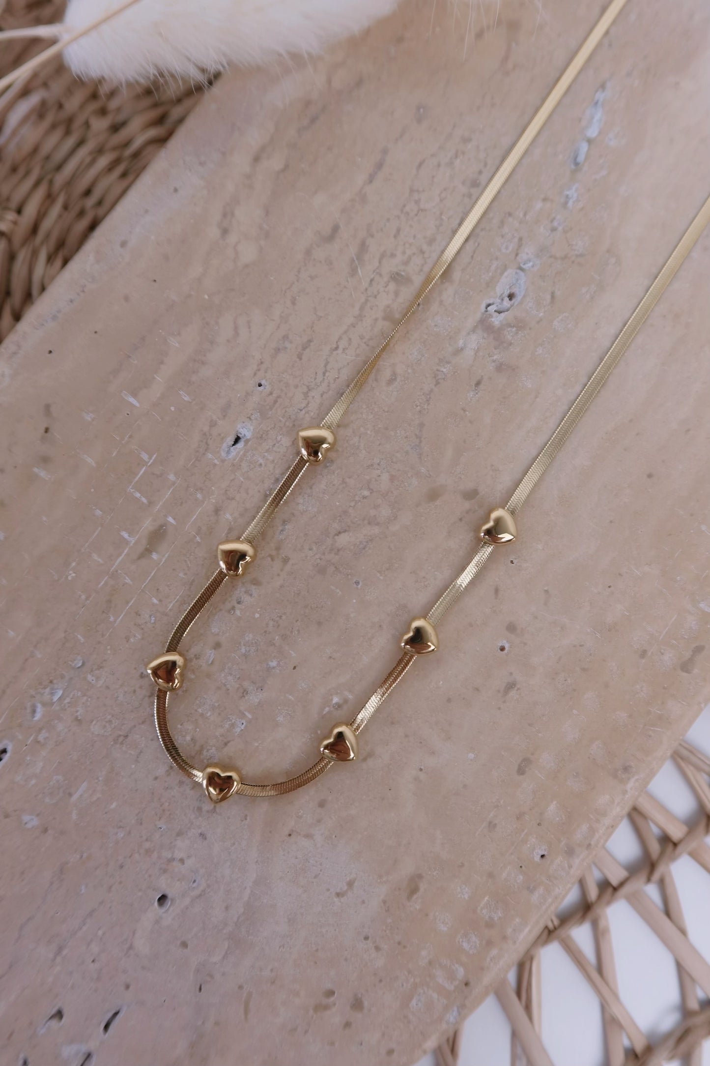Collana Snake Piatta Micro e Cuori