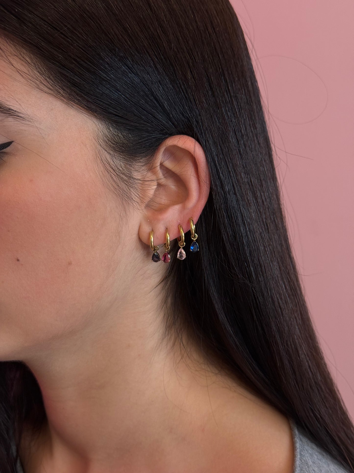 Orecchino Singolo Goccia Colorata