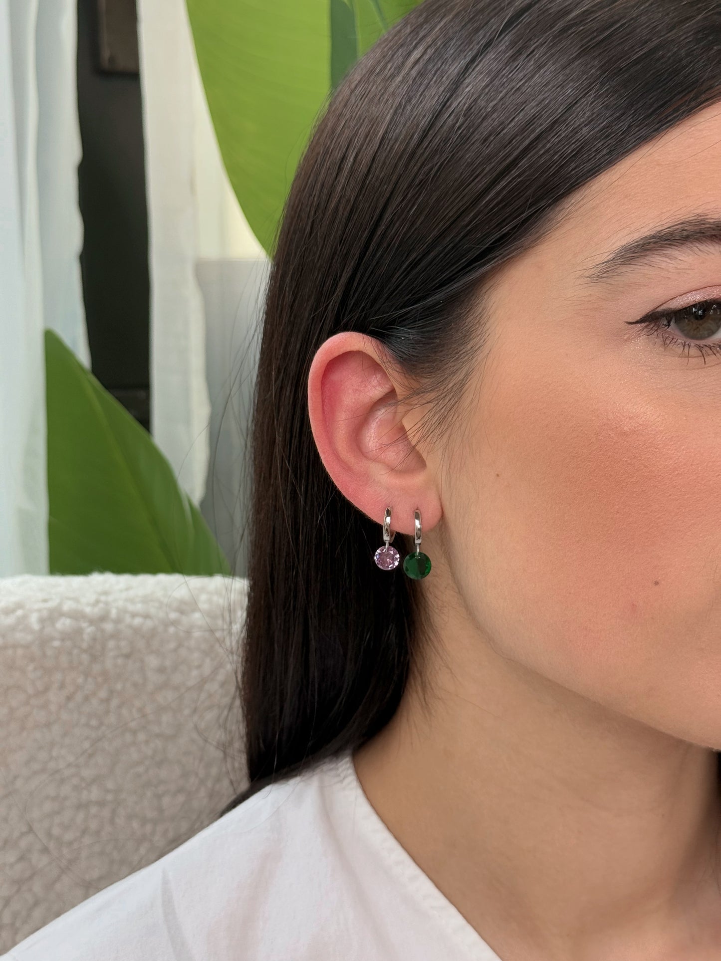 Orecchino Singolo Diamante Colorato