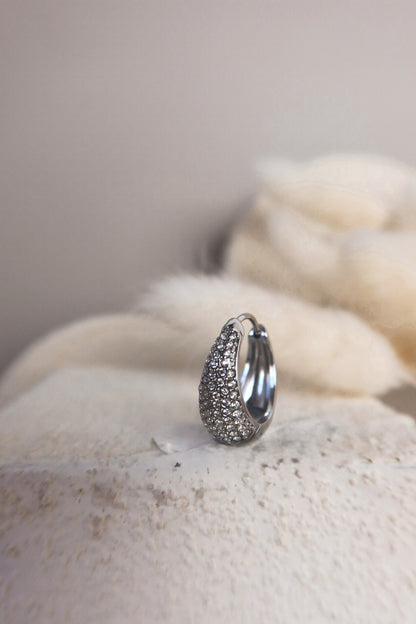 Orecchino Singolo Half Moon Pavè