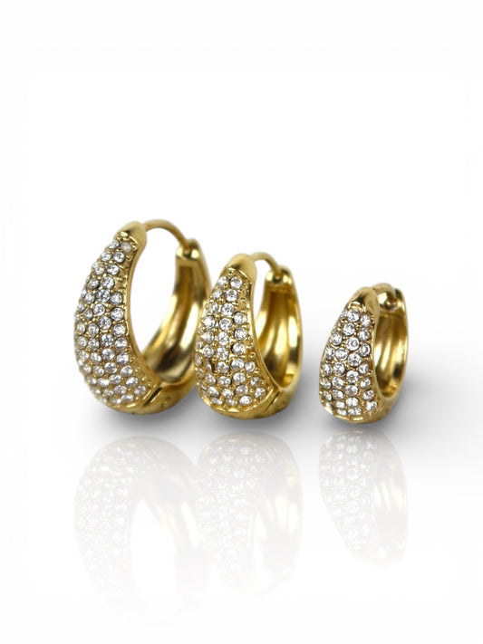 Orecchino Singolo Half Moon Pavè