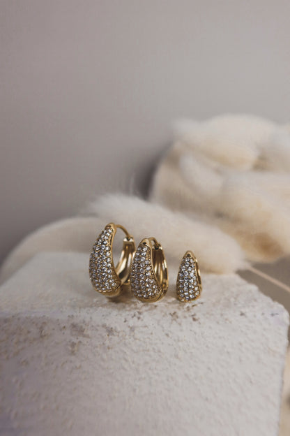 Orecchino Singolo Half Moon Pavè