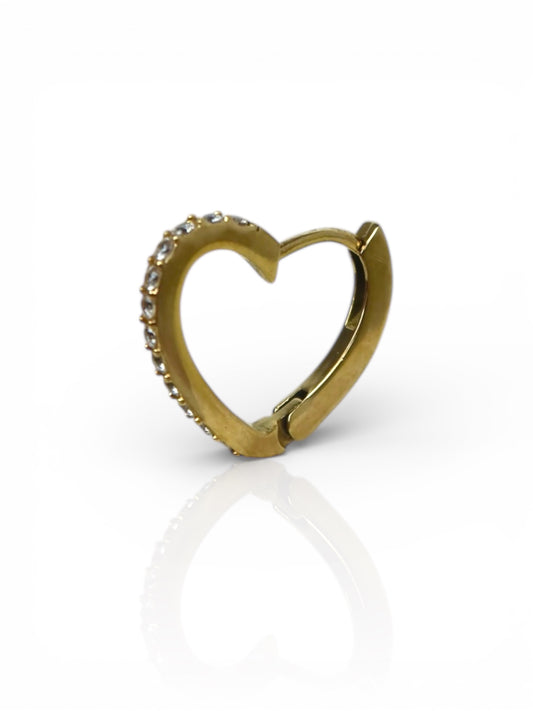 Orecchino Singolo Cuore Glitter