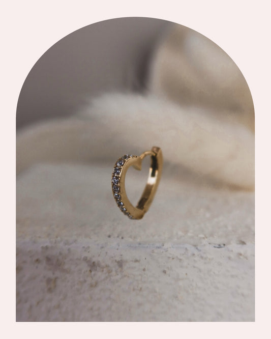 Orecchino Singolo Cuore Glitter