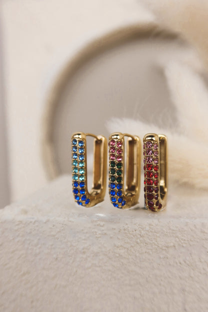 Orecchino Singolo Half Linear Pavè Color