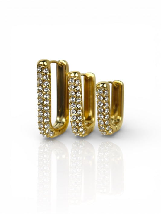 Orecchino Singolo Half Linear Pavè