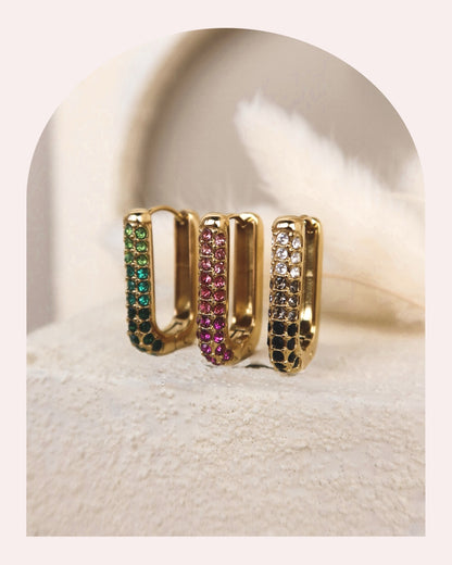 Orecchino Singolo Half Linear Pavè Color