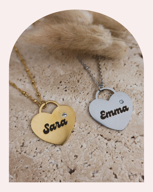 Collana Cuore Grande Zircone Personalizzabile