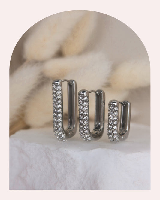 Orecchino Singolo Half Linear Pavè