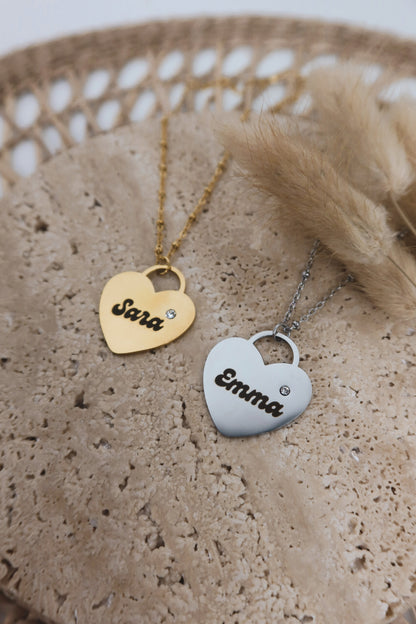 Collana Cuore Grande Zircone Personalizzabile