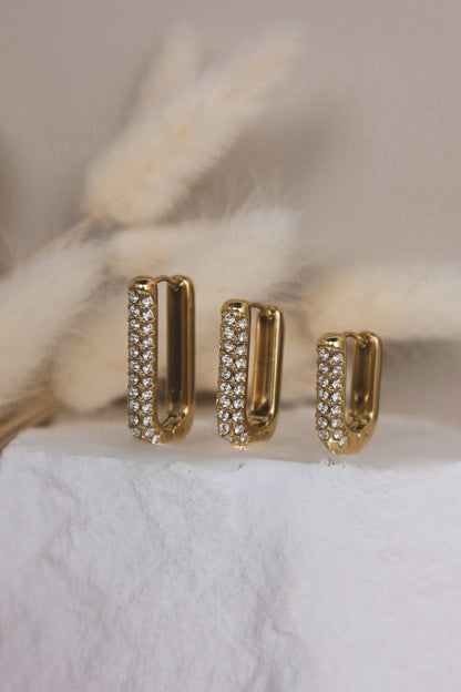 Orecchino Singolo Half Linear Pavè