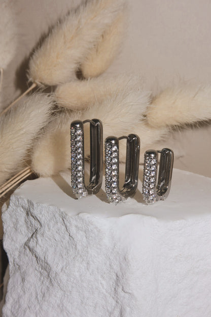 Orecchino Singolo Half Linear Pavè