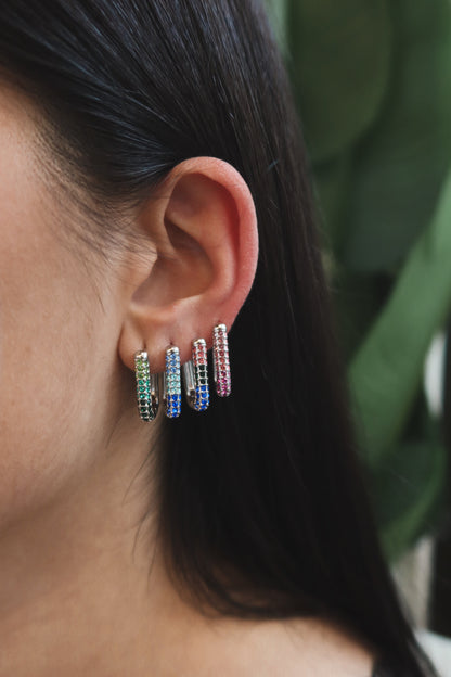 Orecchino Singolo Half Linear Pavè Color